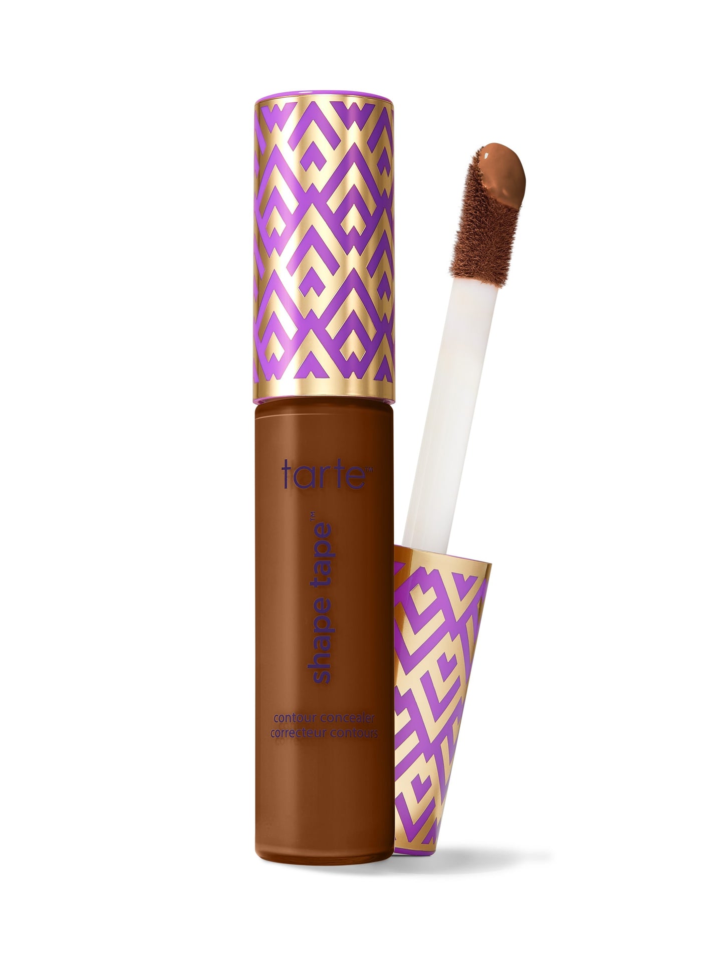 Tarte concealer with purple and gold packaging on a white background