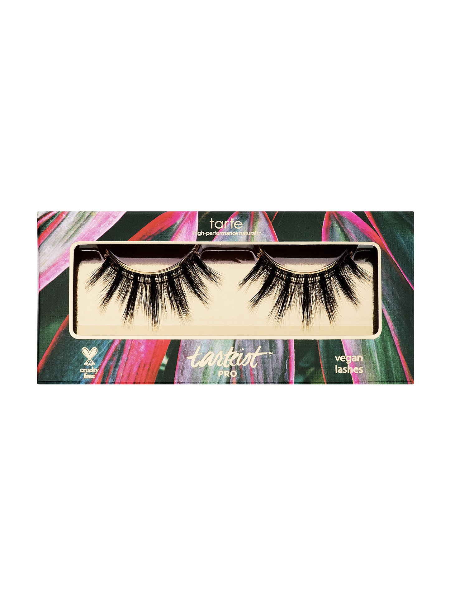 Lash packaging with colorful design and 'tarte' branding on a white background